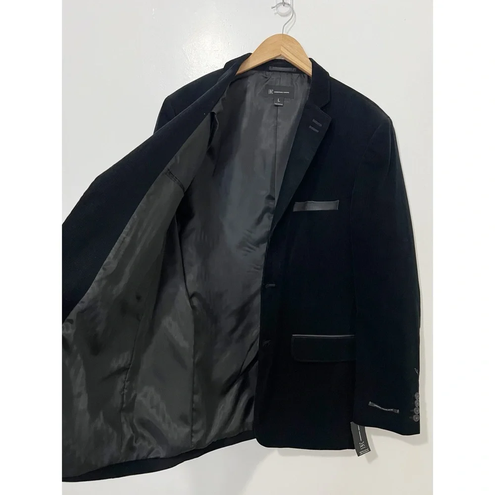 INC Men's Black Velvet Corduroy Suit Blazer‎ Size Large